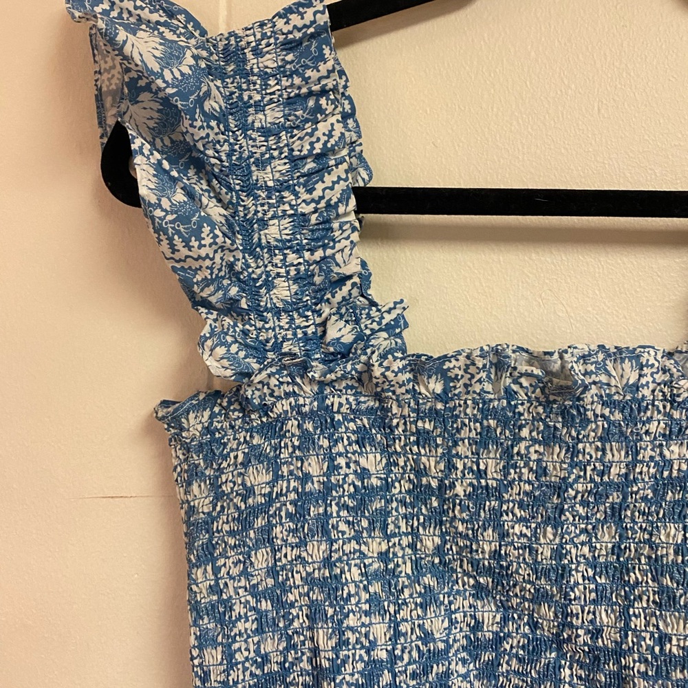 Hill House Home Short Nap Dress Trailing Blue and White Vine